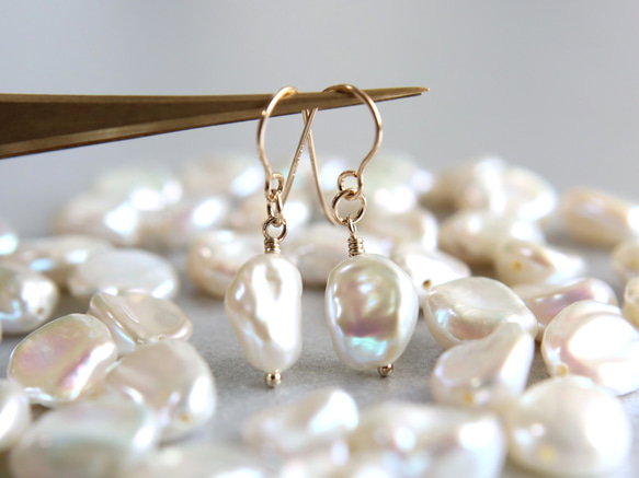 14kgf FLOWERピアス♡ フラワー 花 四つ葉 クローバー ゴールドフィルド 14kgf ジルコニア