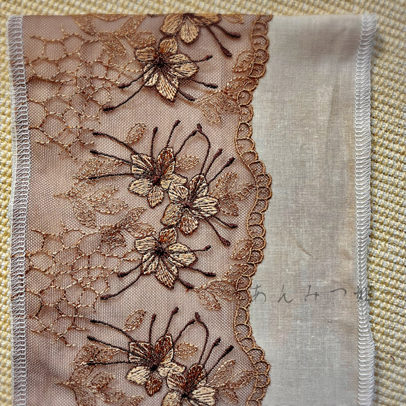 洗える刺繍半衿 シャンパンゴールドのお花【ラスト】 6枚目の画像