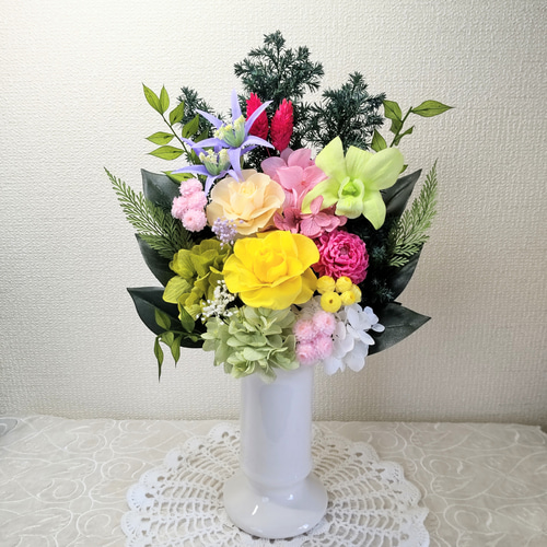 一対仏花プリザーブドフラワーお手入れ不要 プリザーブド