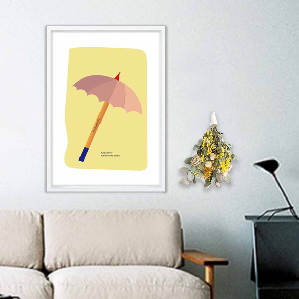 たのしい雨の日　イラスト　ポスター　A4 A3 A2 A1　アート アートポスター　（アート　sei）で検索　1411 2枚目の画像