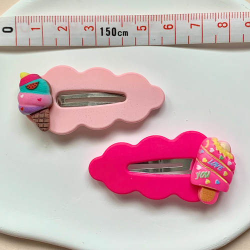 もこもこ♡ふわふわ雲ヘアクリップ 2本セット選べる8カラー カラフル