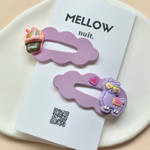 もこもこ♡ふわふわ雲ヘアクリップ 2本セット選べる8カラー カラフル