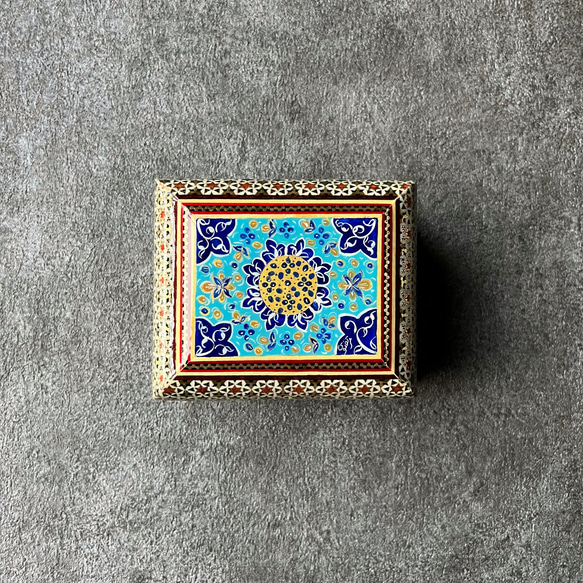 ペルシャの象嵌細工　小箱【ハータムカーリー107】 2枚目の画像