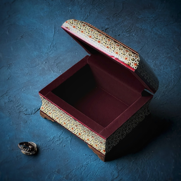 ペルシャの象嵌細工　小箱【ハータムカーリー107】 10枚目の画像