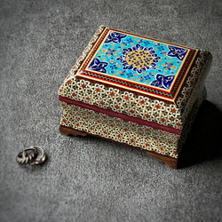 ペルシャの象嵌細工　小箱【ハータムカーリー107】 1枚目の画像