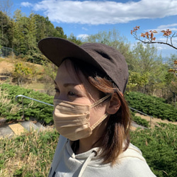 春夏向け ジェットキャップ（ブラウン ベルギーリネン・麻） 6枚目の画像