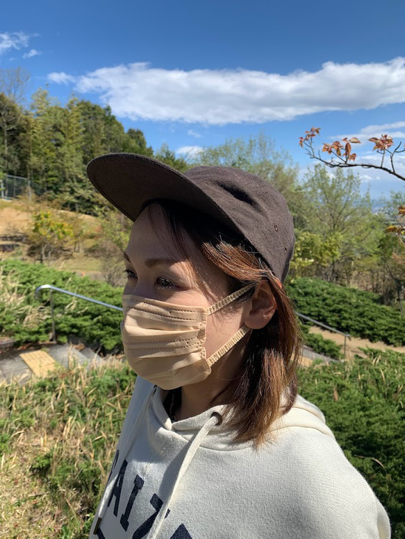春夏向け ジェットキャップ（ブラウン ベルギーリネン・麻） 6枚目の画像