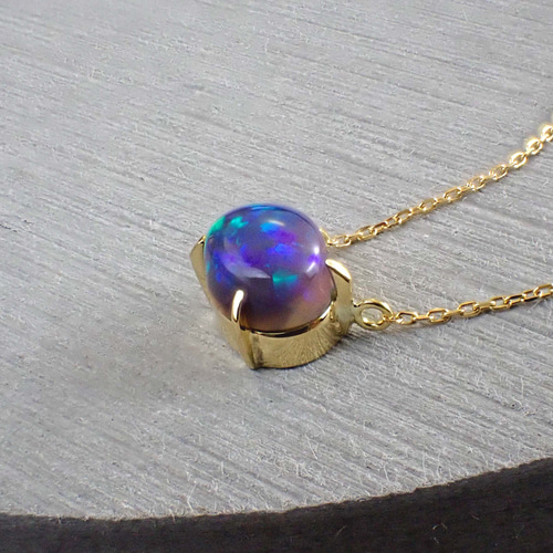 Ｋ１８ＷＧ天然石ブラックオパールペンダントアトリエ「之」デザイン制作 K18WG天然石ブラックオパールペンダントアトリエ「之」デザイン