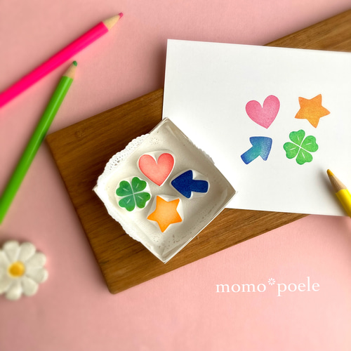 消しゴムはんこ　ハートの木＆ハートの葉っぱ 消しゴムはんこハートの木＆ハートの葉っぱ