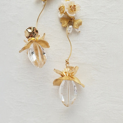 夏洛特－長－/耳環或耳環－/珍珠・玻璃切割珠子・水晶・亞克力珠子・黃銅 第6張的照片