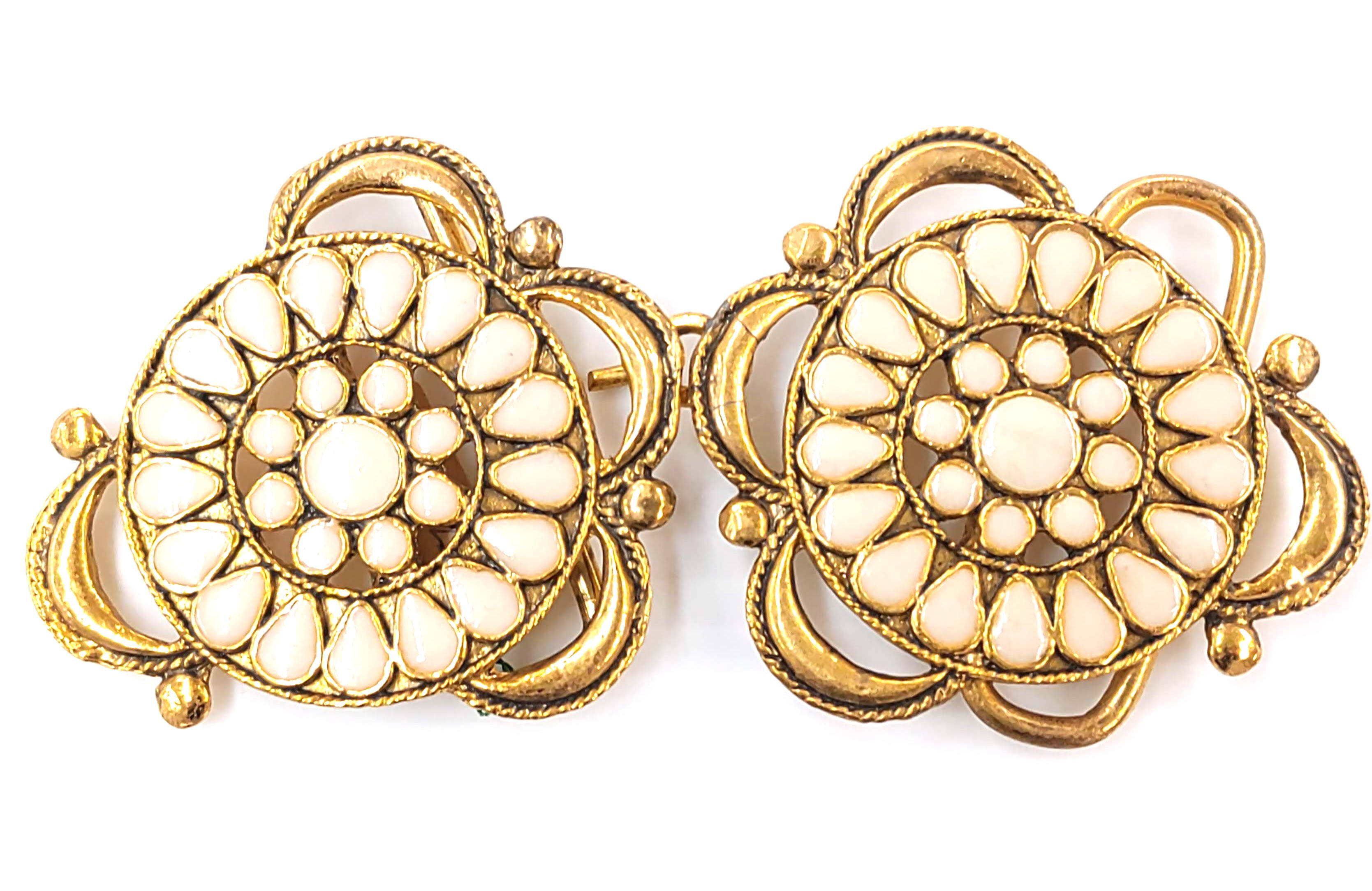 スペイン製バックル(ジョイント型）アイボリー ベルトパーツ内径5cm #66