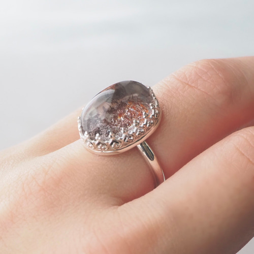 Garden Quartz ring -ガーデンクォーツ 彫金 重ね付け 天然石