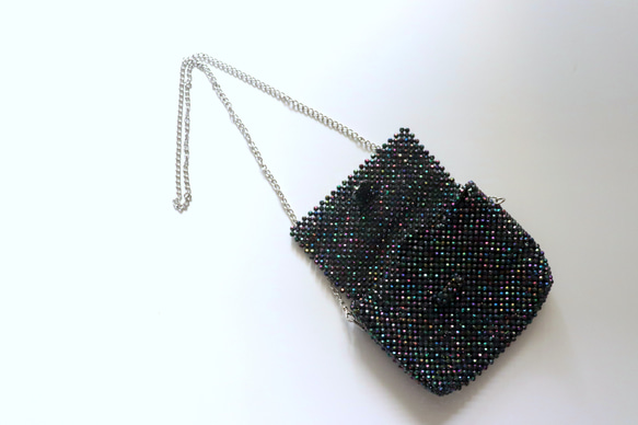 ビーズバッグ] ビーズ パーティー バッグ, black | MAX&Co. ショルダー兼ハンドバッグ　珍しいピース仕様造り　色　黒