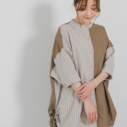 【全３色】オシャレ度UP！大人気シャツ ドロストスリットバイカラーシャツ 23134 20枚目の画像