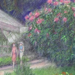 夾竹桃のある公園（パステル画） 3枚目の画像