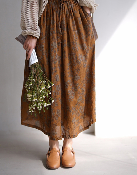 花柄スカート　ロングスカート  コットン 3枚目の画像