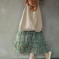 夏の花柄スカート　ギャザースカート 　ロングスカート 2枚目の画像