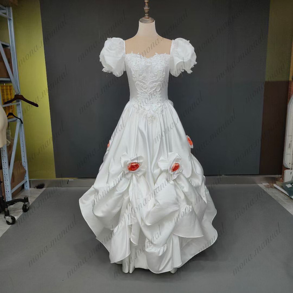 レトロ クラシカル エレガント ウェディングドレス 二次会 結婚式 前撮りドレス 582 2枚目の画像