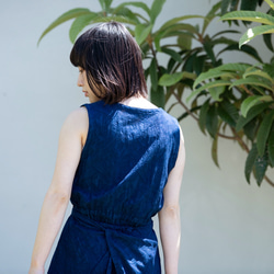 靛藍染色有機棉 2Way 長洋裝 [植物布料] 第2張的照片