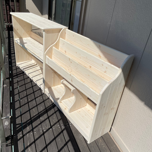 ★彡【新品】通常サイズ　ワトコオイル（ホワイト）ワイドA　絵本棚　ハンドメイド ☆彡W82＆D32 ホワイト（ワトコオイル） ワイドA小棚ナシ