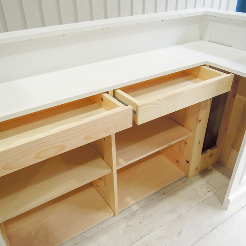 美容室L字カウンター（W1500グレー） ネイルサロンレジ