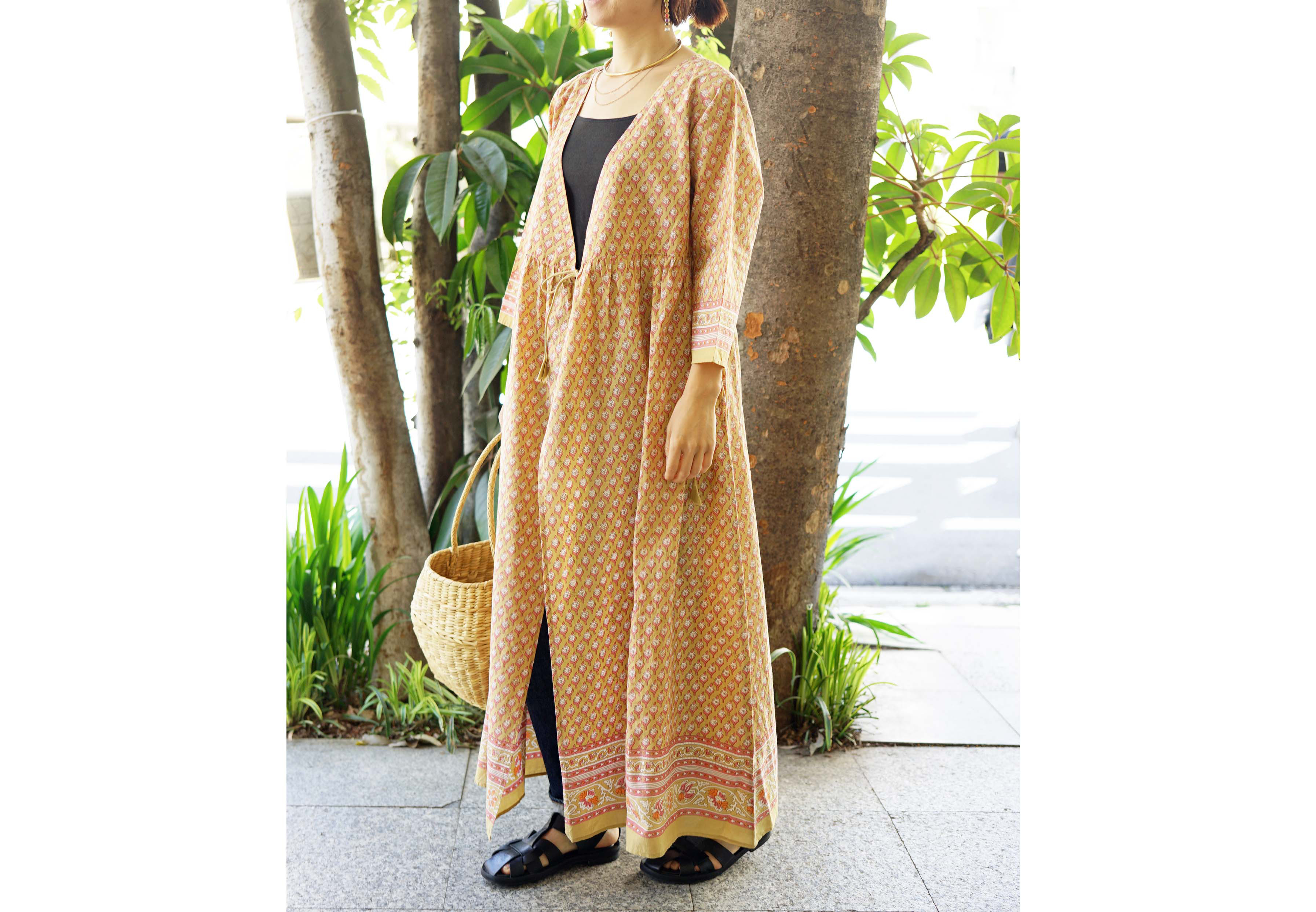 ★SALE【即納可】カシュクール・フラワープリント・ワンピ（NK23-009‐beige）