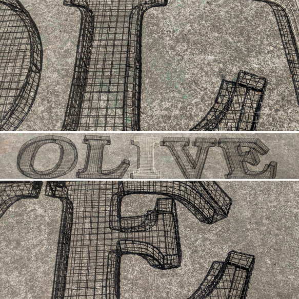 アルファベット看板 オリーブ 壁掛け看板 立体式 大型看板 OLIVE サイン #店舗什器 #オリーブショップ #オリー 1枚目の画像