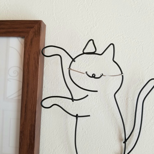 猫の日2025》 【 遊ぶ ねこ 】 ワイヤーアート 壁飾り ハロウィン 猫
