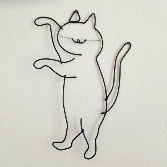 猫の日2025》 【 遊ぶ ねこ 】 ワイヤーアート 壁飾り ハロウィン 猫