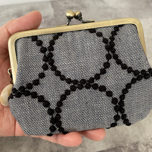 【navy】リボン ミナペルホネン タンバリン 親子がま口 navy】リボン ミナペルホネン タンバリン 親子がま口 - 財布
