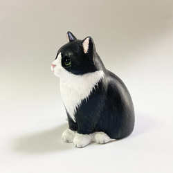 黑白八件貓雕像 第7張的照片