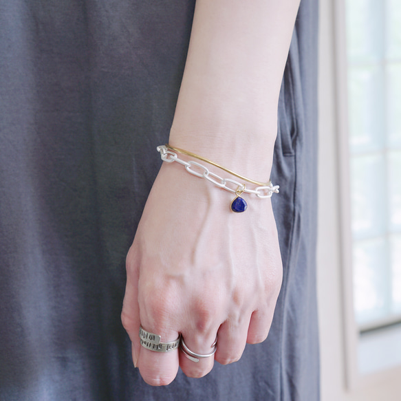 真鍮バングル/ラピスラズリ】「lapislazuli+materials」 ブレスレット 