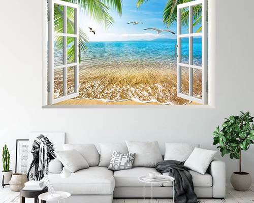 「美しい窓辺」ウォールデコM ホワイト Amazon.co.jp: Condessacity ウォールステッカー 窓 絵画風 壁紙