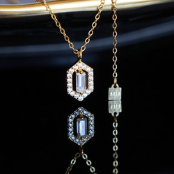 【Sterling Silver925】Art Deco Long Hexagon Pave CZ Necklace 2枚目の画像