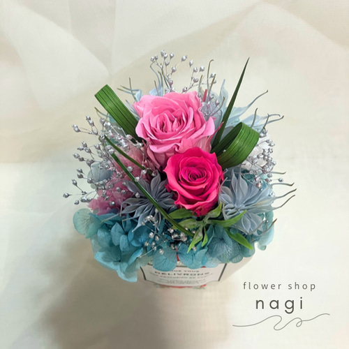 flower gardenアレンジ(pink/blue】プリザーブドフラワー プリザーブド