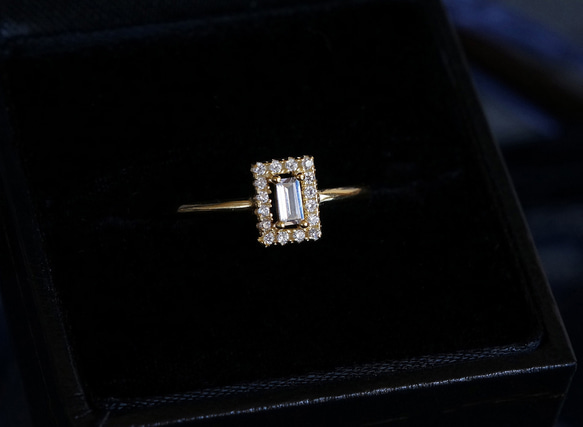 【Sterling Silver925】Art Deco Rectangle Pave CZ Ring 7枚目の画像