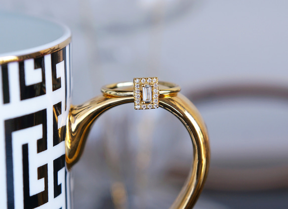 【Sterling Silver925】Art Deco Rectangle Pave CZ Ring 11枚目の画像