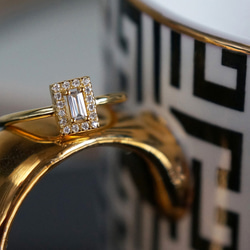 【Sterling Silver925】Art Deco Rectangle Pave CZ Ring 10枚目の画像