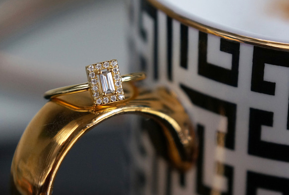 【Sterling Silver925】Art Deco Rectangle Pave CZ Ring 10枚目の画像