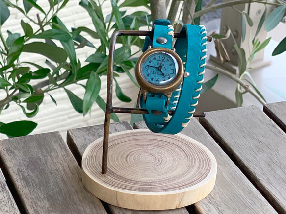 手作り腕時計　Via Flaminia(Blue & Blue 2重巻きベルト) 4枚目の画像