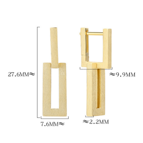 silver925 上品なマット質感スクエア 二連 ワンタッチピアス 7枚目の画像