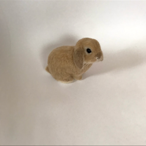 羊毛フェルト　作家様作品　うさぎ　ぬいぐるみ　ロップイヤー うたっちのリアルうさぎさん ロップイヤー オレンジ 羊毛フェルト
