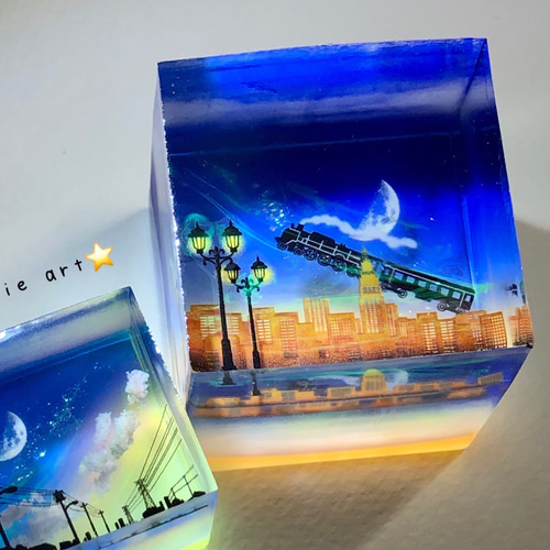 幻想レジン-銀河鉄道(大きいサイズ) 雲/星/月/海/プレゼント その他