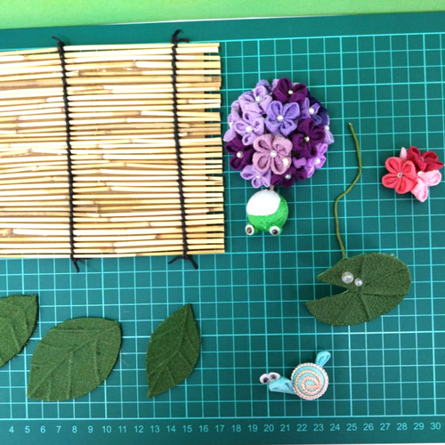 紫陽花 かえる つまみ細工 梅雨 かたつむり その他インテリア雑貨
