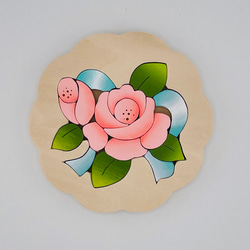木製パズル　バラ花型 1枚目の画像