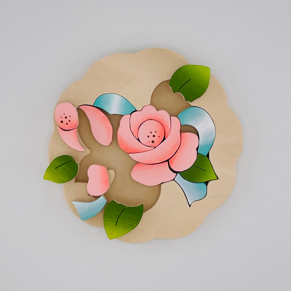 木製パズル　バラ花型 2枚目の画像