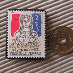 アップサイクル　チェコスロバキア　切手ブローチ549 3枚目の画像