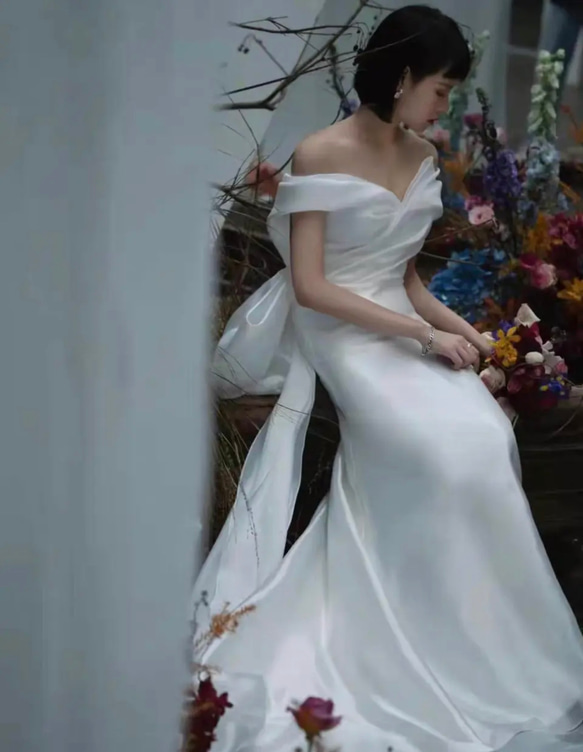 韓国風　バックリボン　ウェディングドレス 13枚目の画像