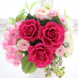 【送料無料】☆プリザーブドフラワー＜イリス＞ピンク バラ【お祝い】マゼンタピンク ローズ 4枚目の画像