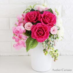 【送料無料】☆プリザーブドフラワー＜イリス＞ピンク バラ【お祝い】マゼンタピンク ローズ 5枚目の画像